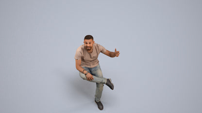 realistic 3D people man casual sitting, render-ready for V-Ray and Corona, FBX OBJ, back view render