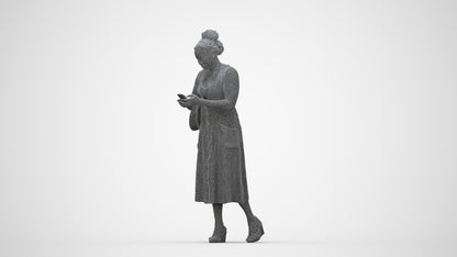 realistic 3D woman casual standing, scanned archviz people for Blender and 3ds Max, wireframe back view
