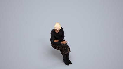 realistic 3D senior woman business, scanned archviz people for Blender and 3ds Max, back view render