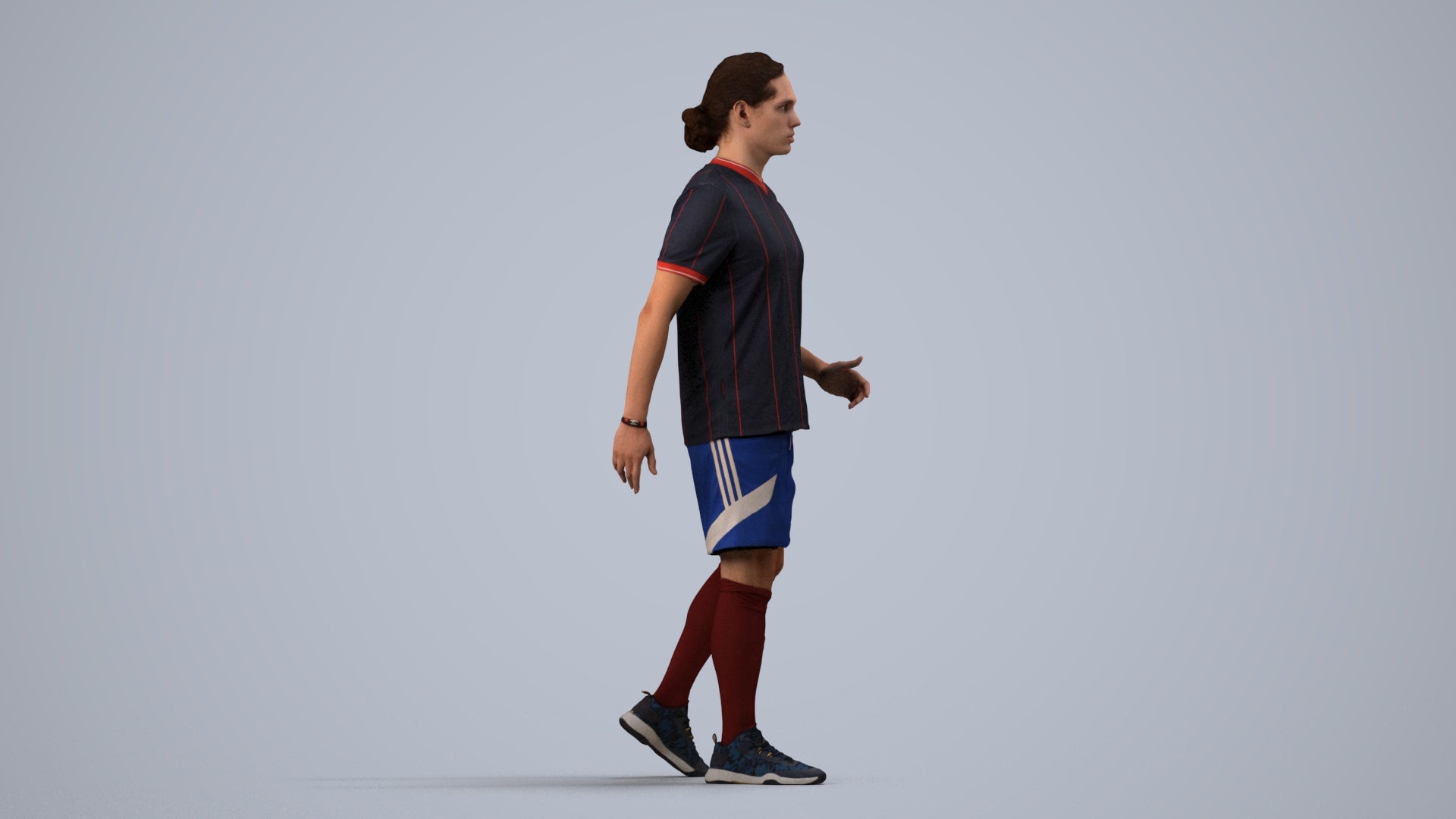 photogrammetry 3D man sport, realistic human model archviz FBX, side view render
