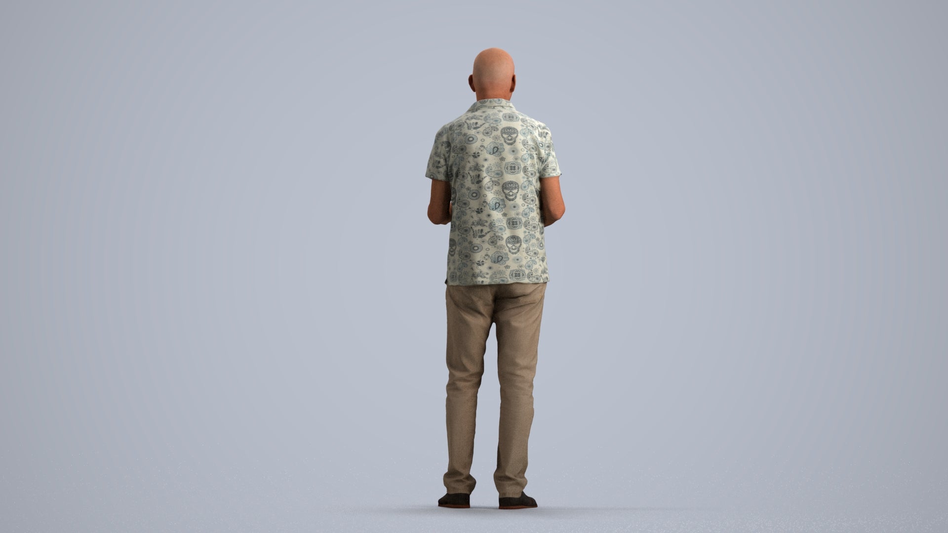 scanned 3D senior man casual standing, photogrammetry people for Enscape and V-Ray, front view render