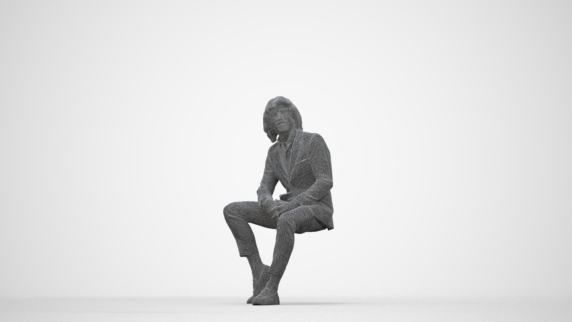 realistic 3D human man business, archviz people FBX OBJ for Blender, wireframe back view