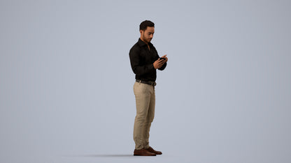 realistic 3D people man business standing, render-ready for V-Ray and Corona, FBX OBJ, side view render