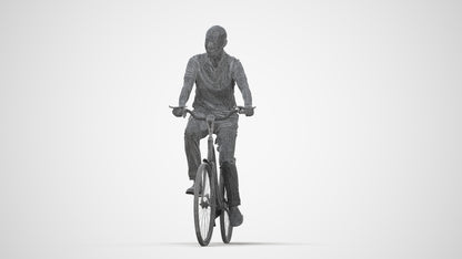 photogrammetry 3D senior man casual cycling, realistic human model archviz FBX, wireframe back view