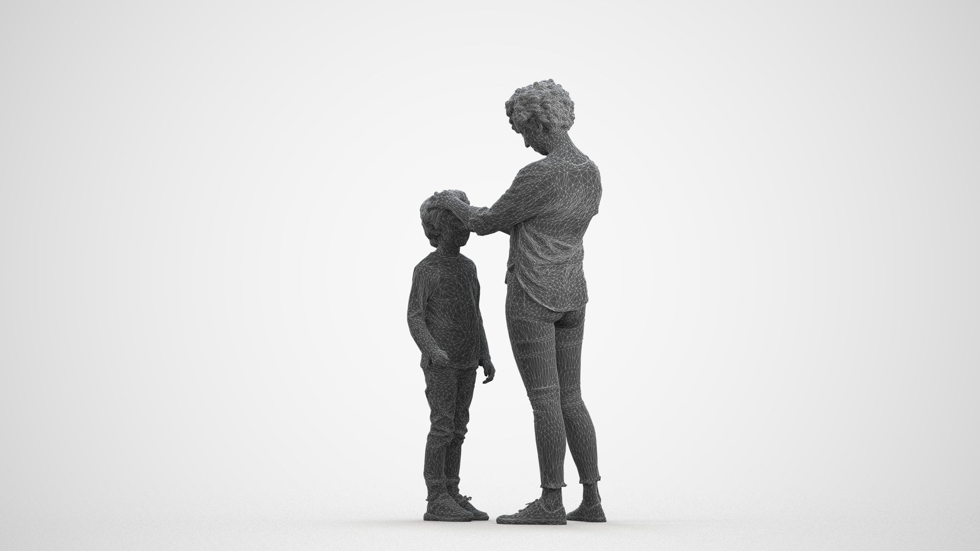 realistic 3D people girl casual kids, render-ready for V-Ray and Corona, FBX OBJ, wireframe front view
