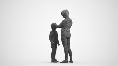 realistic 3D people girl casual kids, render-ready for V-Ray and Corona, FBX OBJ, wireframe front view