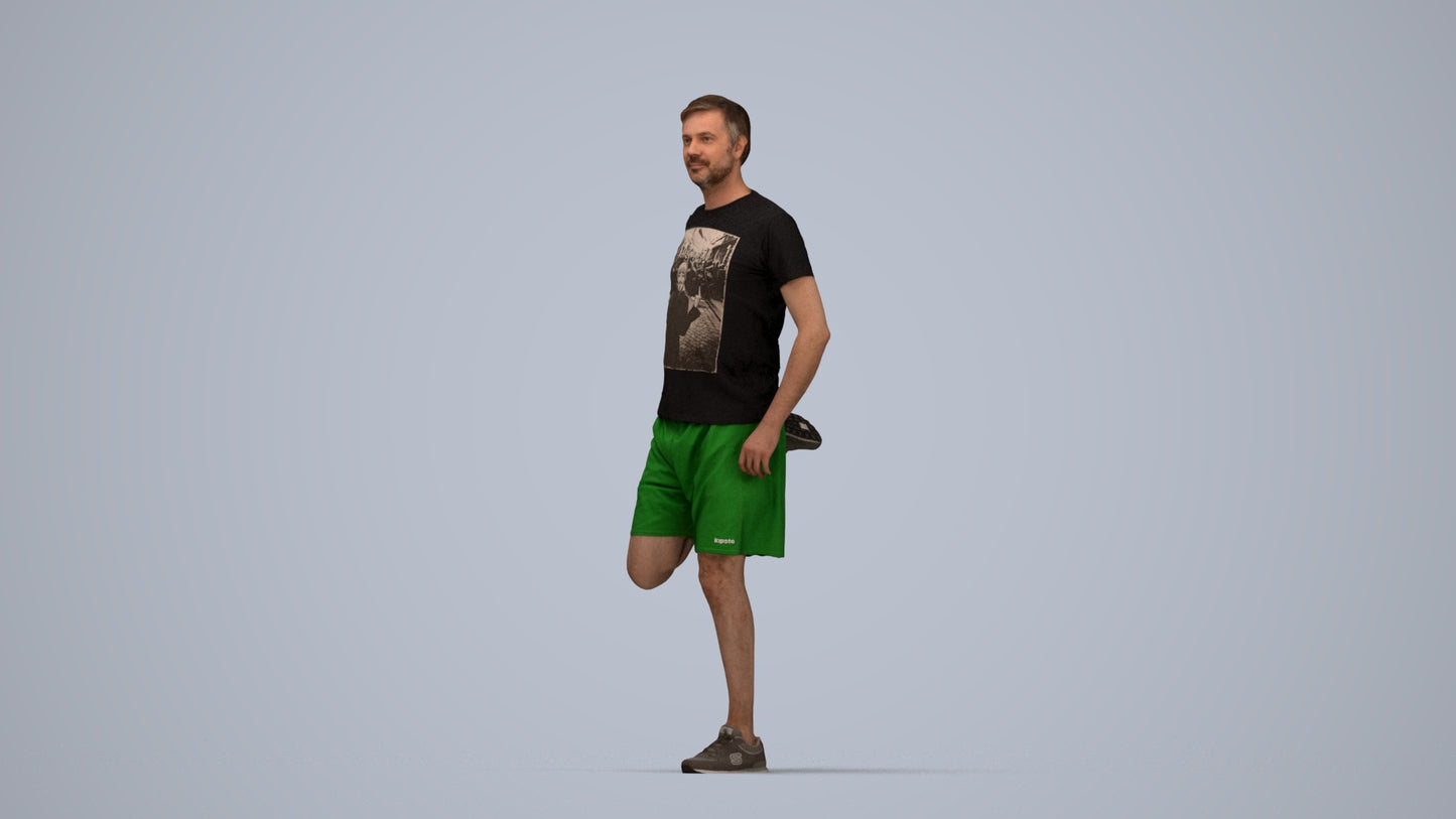 realistic 3D people man standing, render-ready for V-Ray and Corona, FBX OBJ, top-down view render