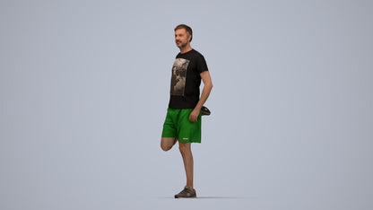 realistic 3D people man standing, render-ready for V-Ray and Corona, FBX OBJ, top-down view render