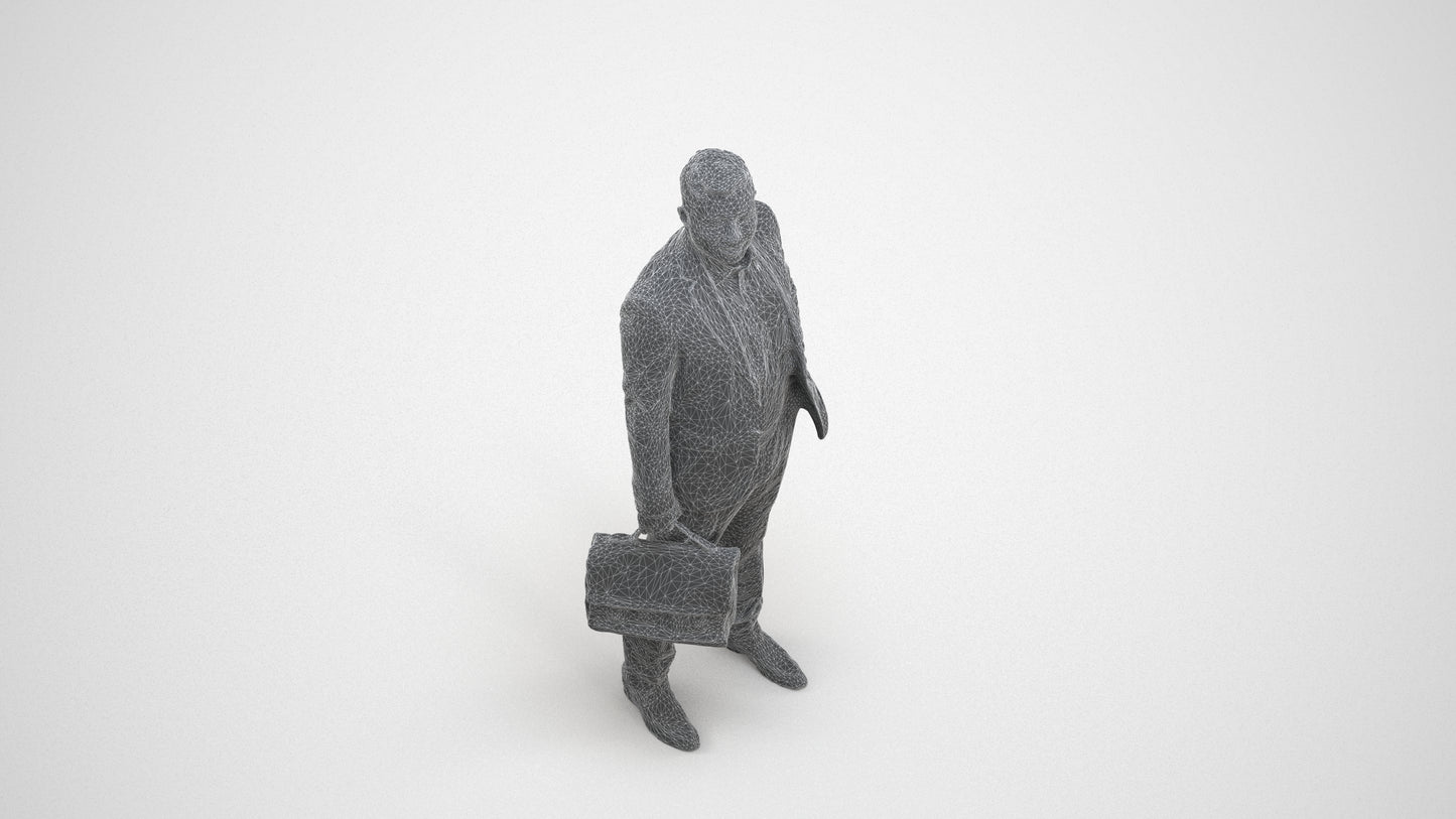 realistic 3D man business, scanned archviz people for Blender and 3ds Max, wireframe three-quarter view