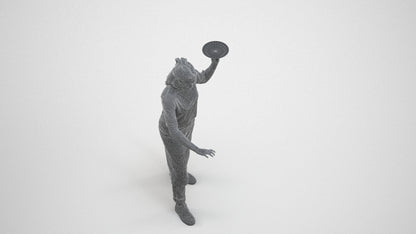 3D people model woman hospitality, scanned human for 3ds Max rendering, wireframe three-quarter view