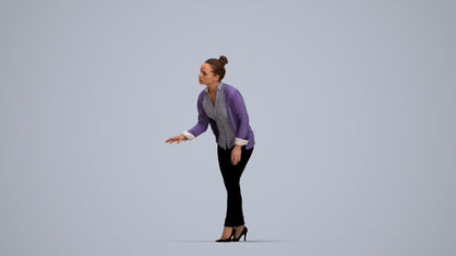 3D people model woman business standing, scanned human for 3ds Max rendering, top-down view render