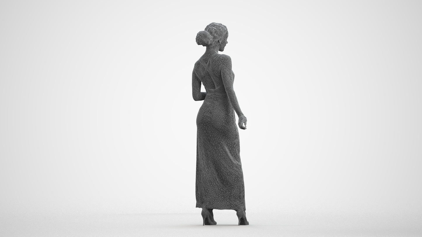 realistic 3D human woman formal formalaffairs, archviz people FBX OBJ for Blender, wireframe front view