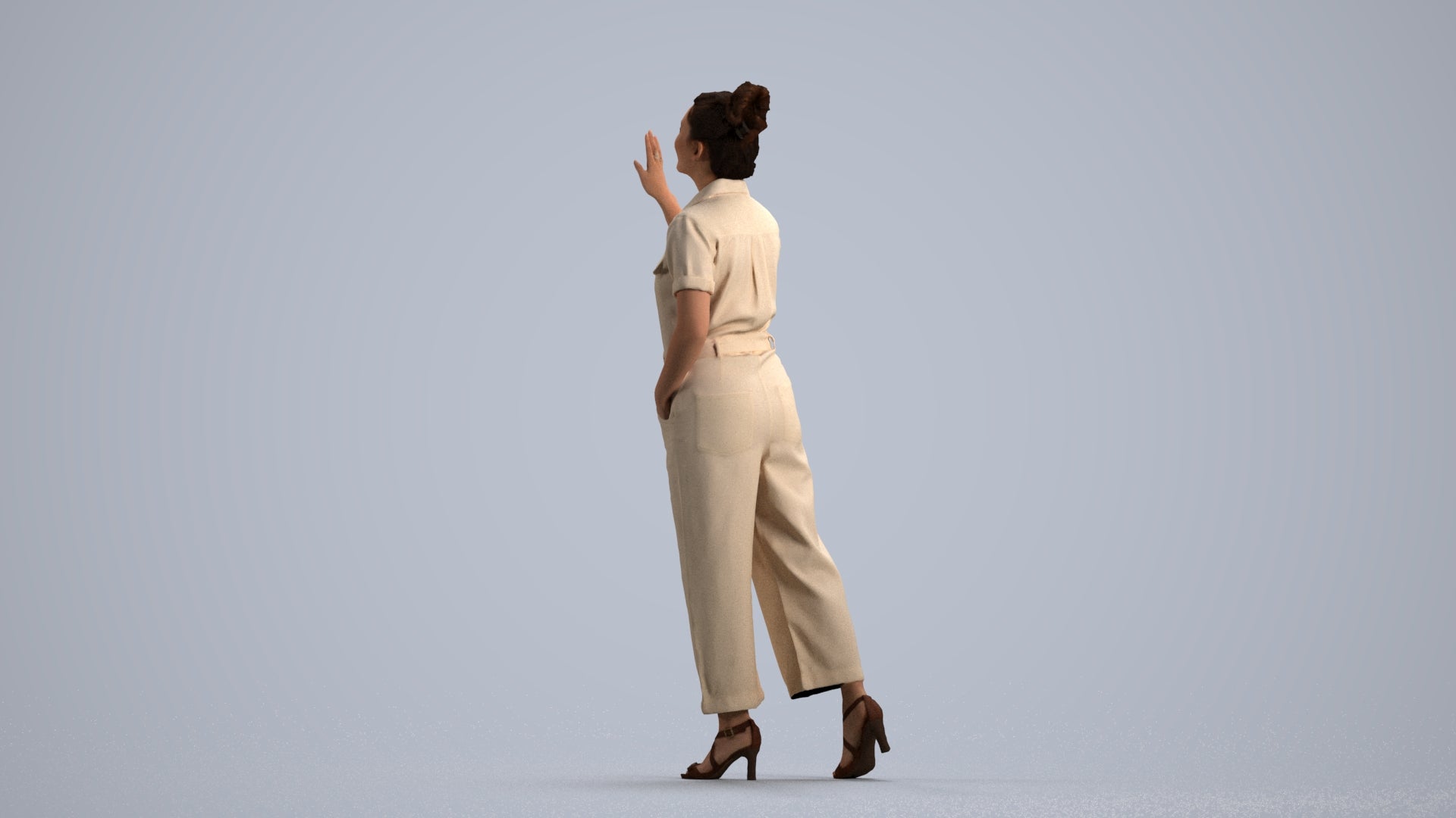 photogrammetry 3D woman business standing, realistic human model archviz FBX, front view render