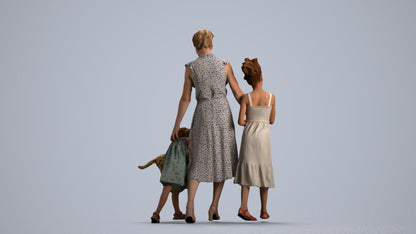 3D human model girl casual kids, photogrammetry scanned person for archviz, front view render
