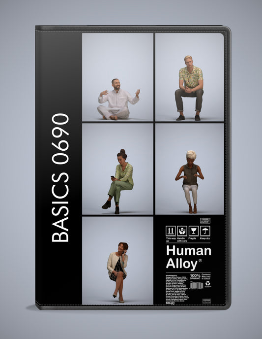 3D people models sitting bundle, 5 scanned humans for 3ds Max rendering