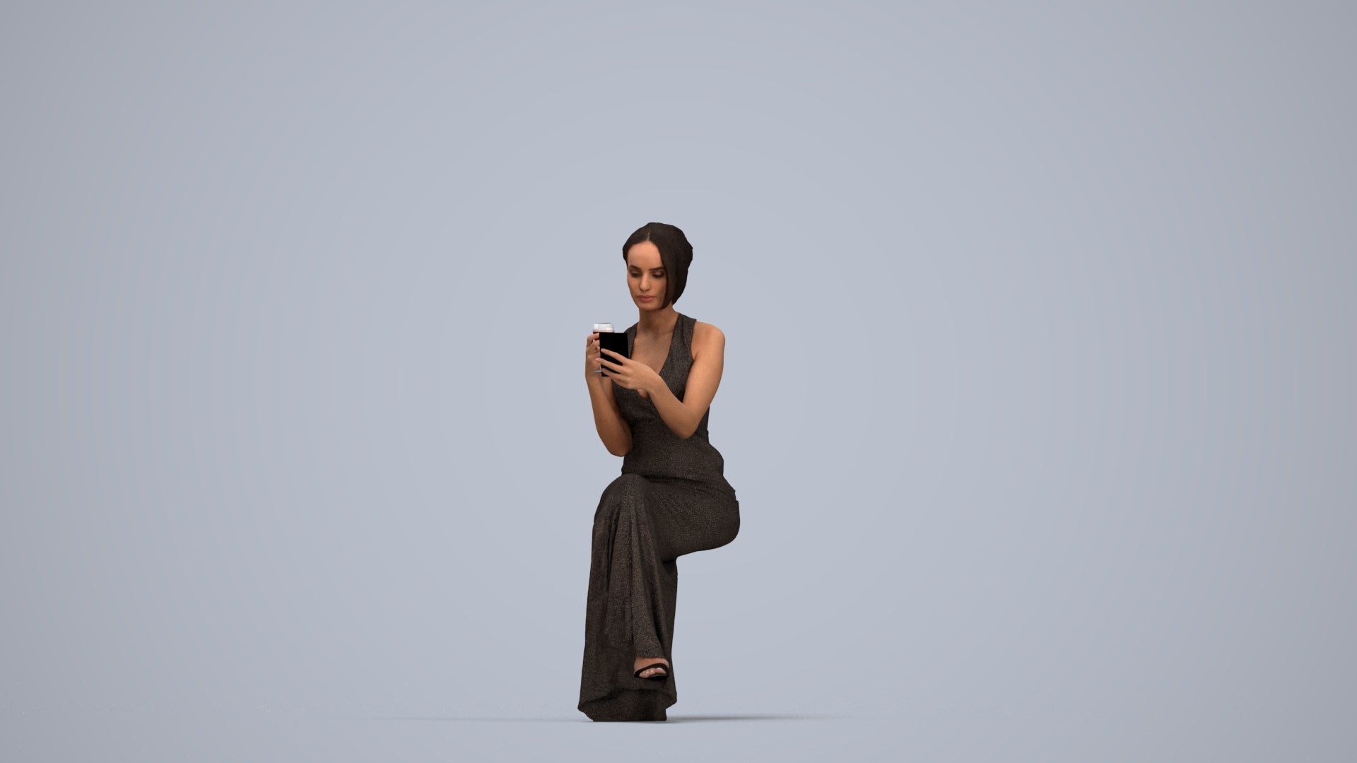 realistic 3D people woman formal formalaffairs, render-ready for V-Ray and Corona, FBX OBJ, top-down view render