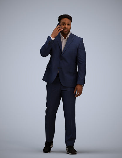 realistic 3D man business standing, scanned archviz people for Blender and 3ds Max