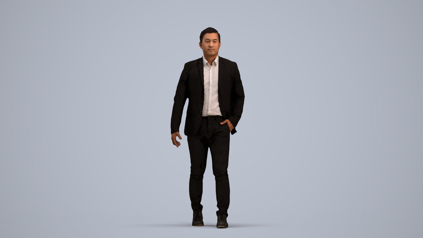 photogrammetry 3D man business, realistic human model archviz FBX, standing pose render