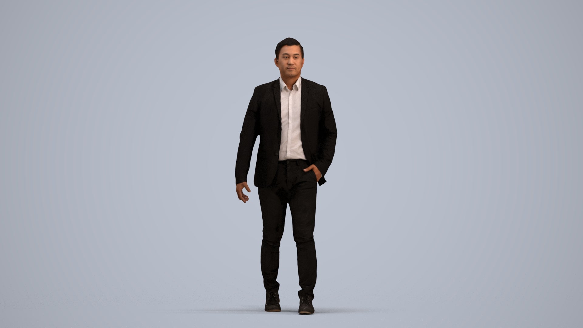 photogrammetry 3D man business, realistic human model archviz FBX, standing pose render