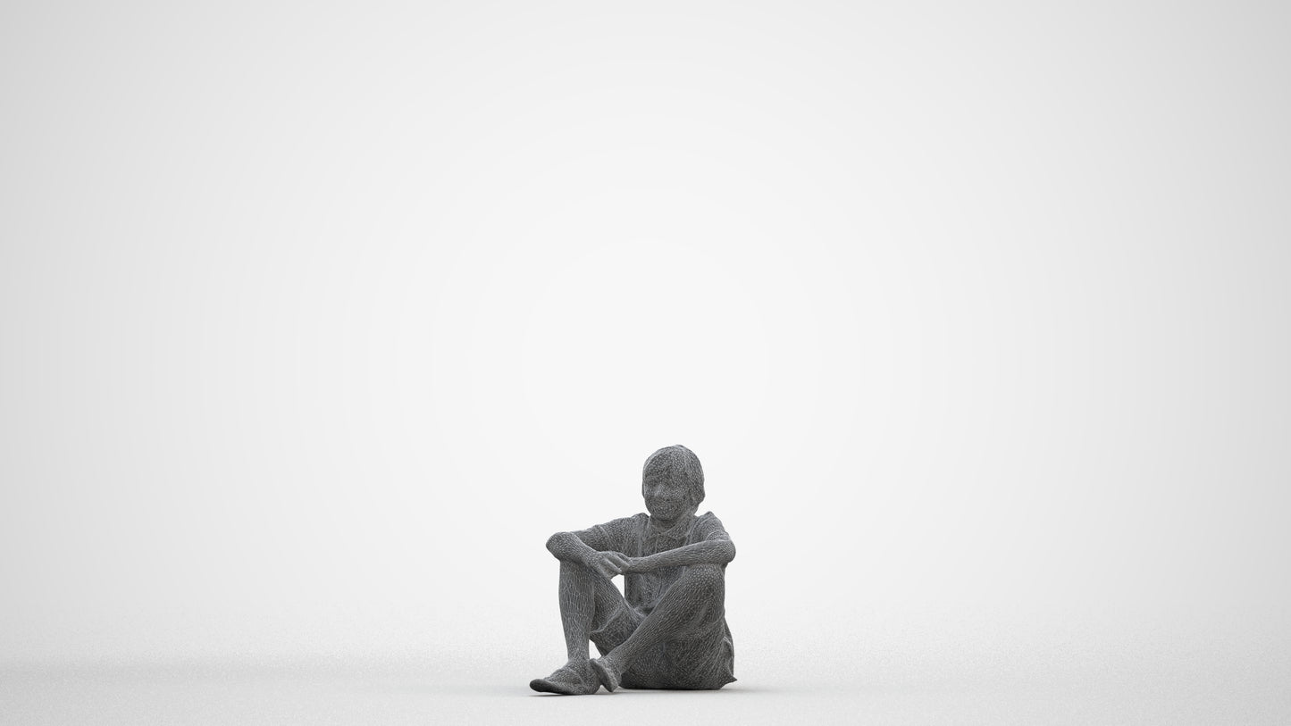 photogrammetry 3D boy kids, realistic human model archviz FBX, three-quarter front view render
