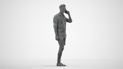 scanned 3D man casual standing, photogrammetry people for Enscape and V-Ray, wireframe side view