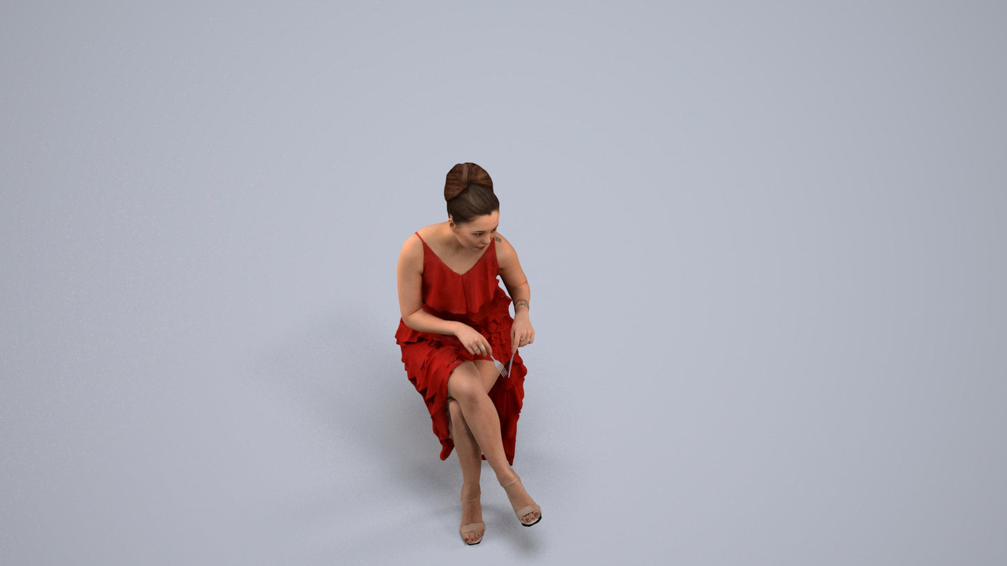 photogrammetry 3D woman formal formalaffairs, realistic human model archviz FBX, back view render