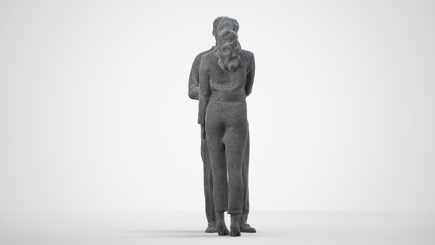 realistic 3D woman business, scanned archviz people for Blender and 3ds Max, wireframe side view