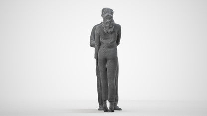 realistic 3D woman business, scanned archviz people for Blender and 3ds Max, wireframe side view
