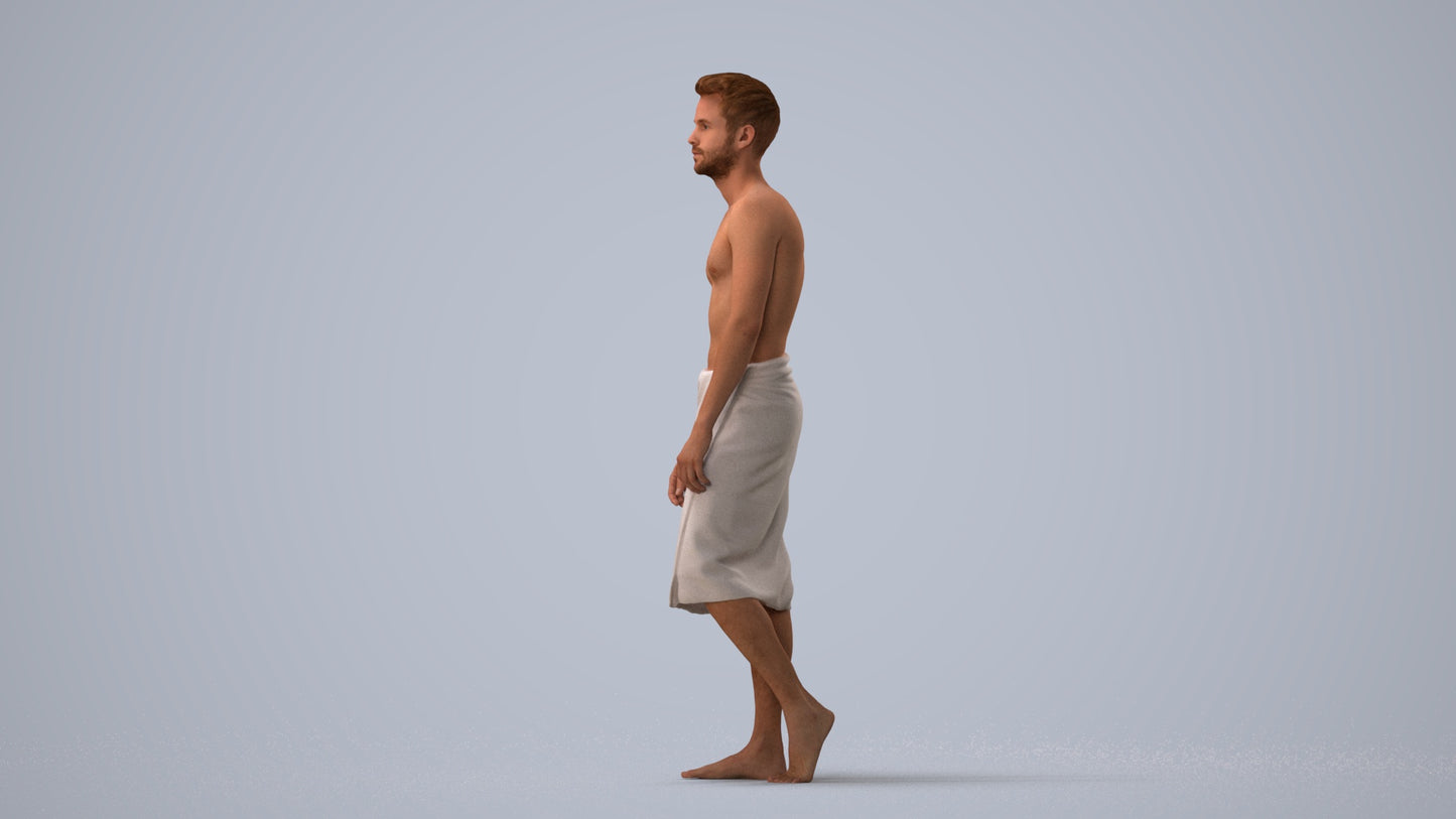 photogrammetry 3D man sport, realistic human model archviz FBX, three-quarter view render