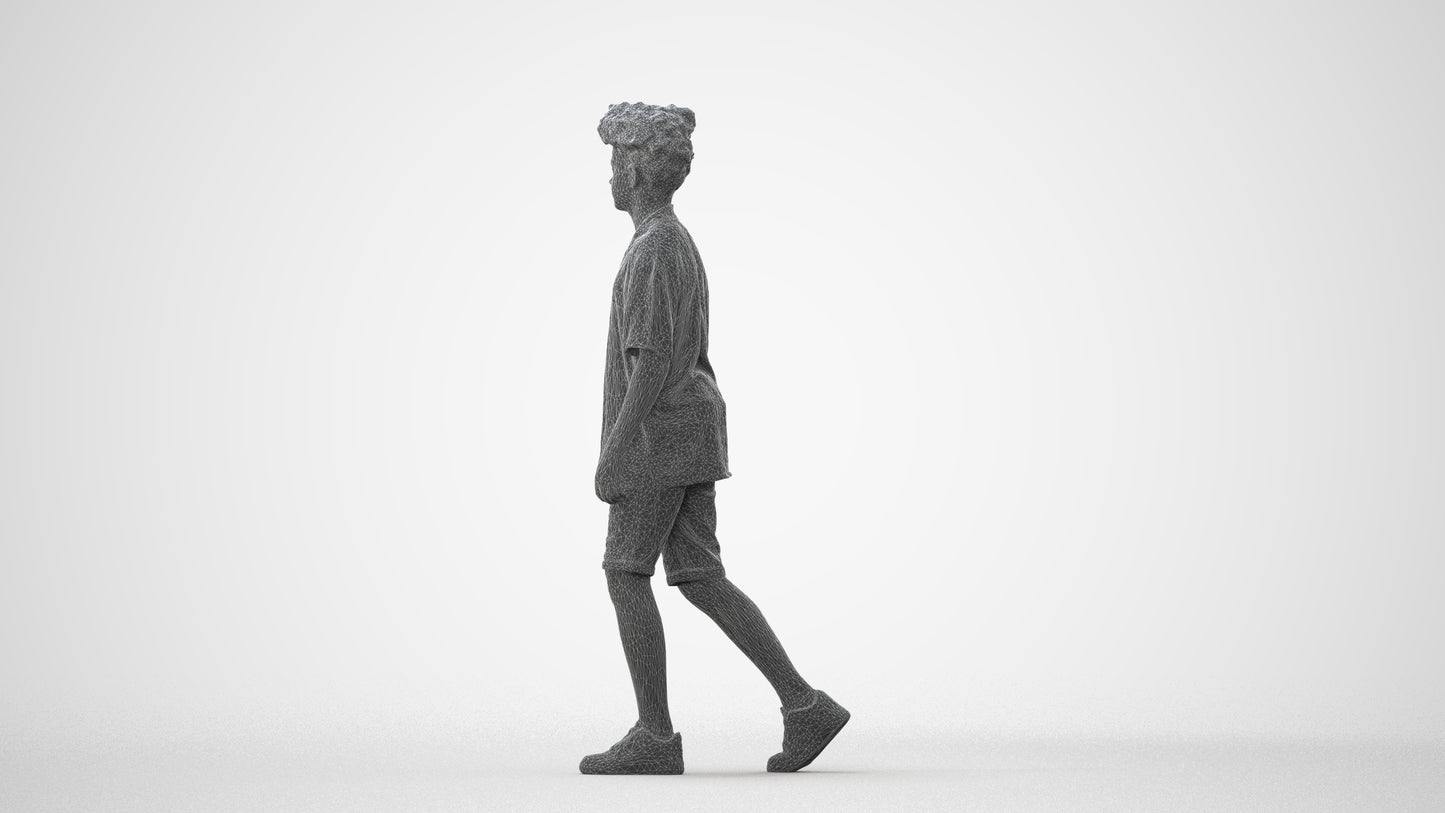 realistic 3D boy casual kids, scanned archviz people for Blender and 3ds Max, square thumbnail