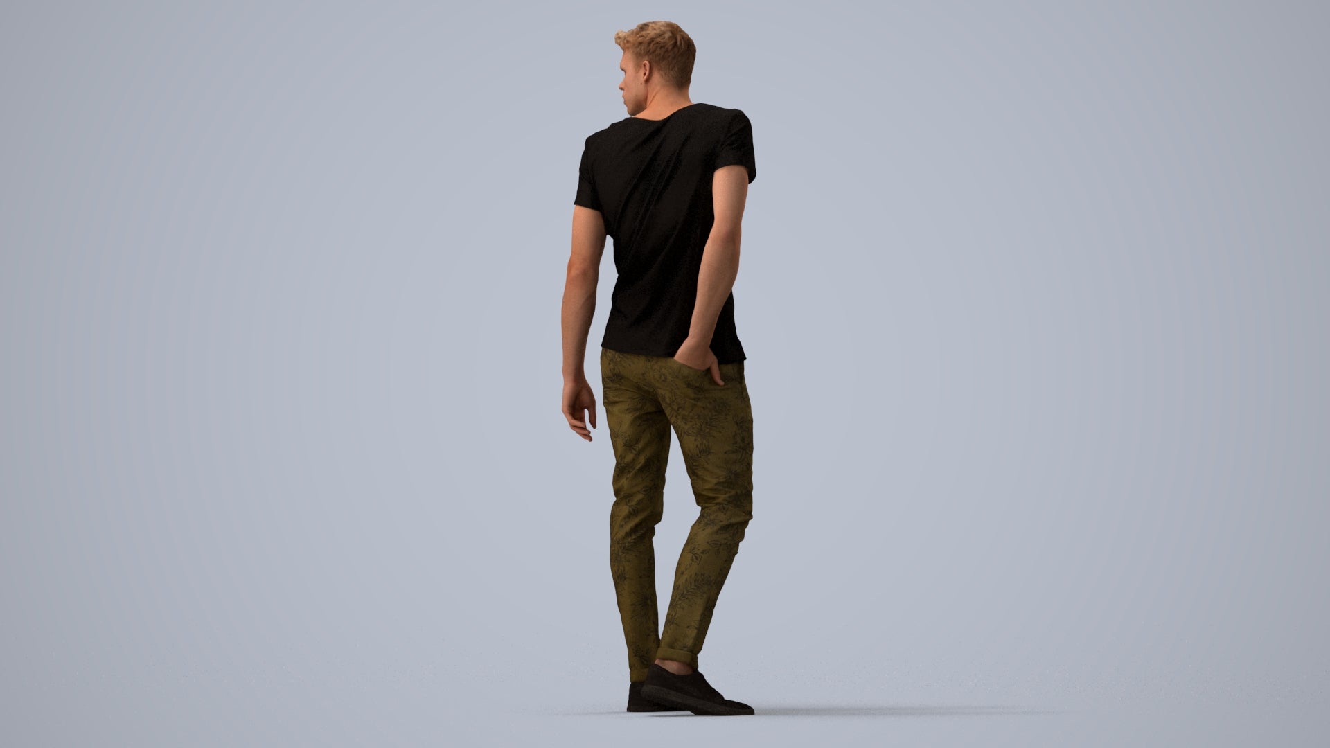 3D scanned man mix casual, photorealistic archviz people for Enscape and SketchUp, three-quarter view render