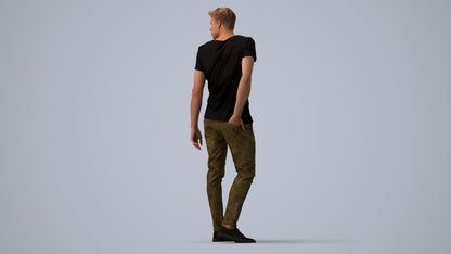 3D scanned man mix casual, photorealistic archviz people for Enscape and SketchUp, three-quarter view render