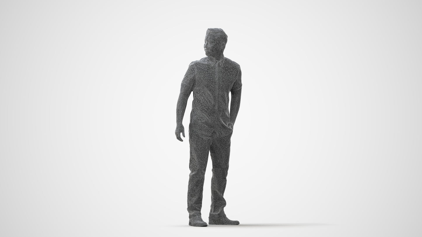 3D scanned man standing casual, photorealistic archviz people for Enscape and SketchUp, square thumbnail