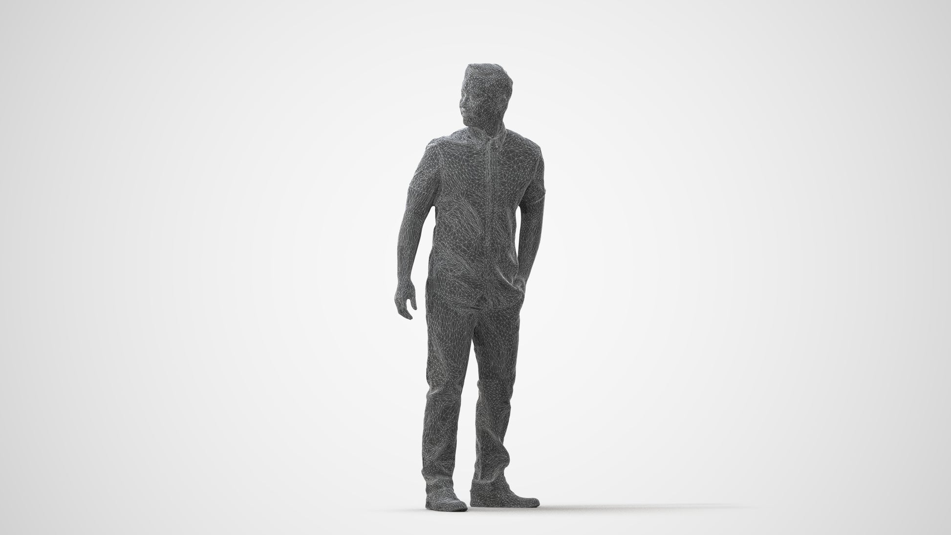 3D scanned man standing casual, photorealistic archviz people for Enscape and SketchUp, square thumbnail