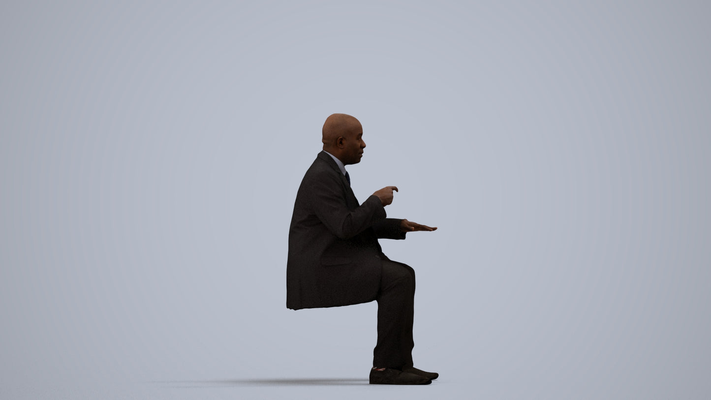 realistic 3D people man business, render-ready for V-Ray and Corona, FBX OBJ, side view render