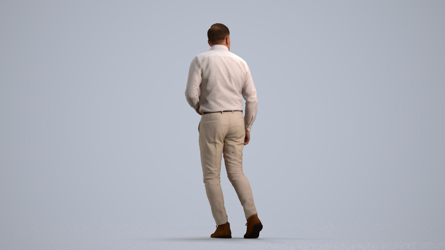 realistic 3D human man casual walking, archviz people FBX OBJ for Blender, front view render