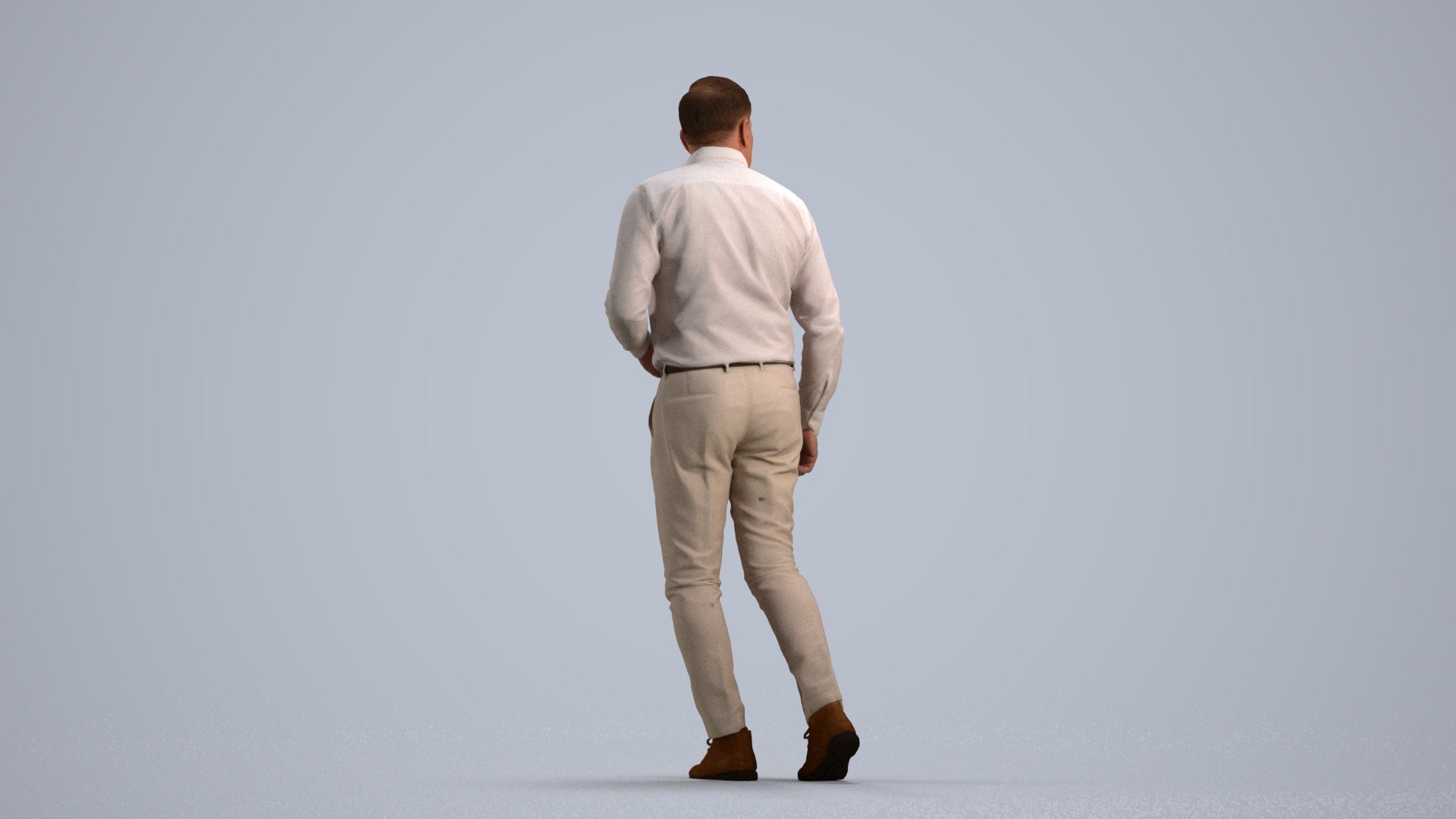 realistic 3D human man casual walking, archviz people FBX OBJ for Blender, front view render
