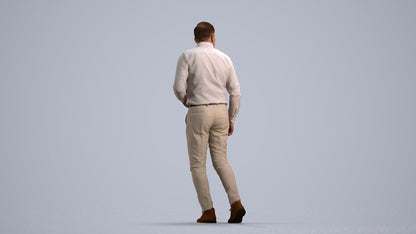 realistic 3D human man casual walking, archviz people FBX OBJ for Blender, front view render