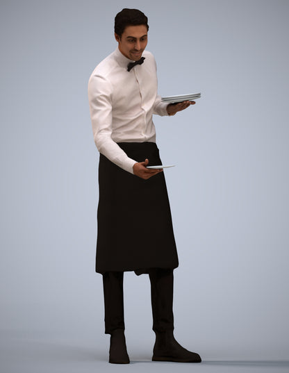 realistic 3D man hospitality, scanned archviz people for Blender and 3ds Max