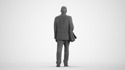 realistic 3D human man business walking, archviz people FBX OBJ for Blender, wireframe front view