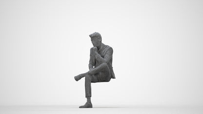 3D human model man business, photogrammetry scanned person for archviz, wireframe back view