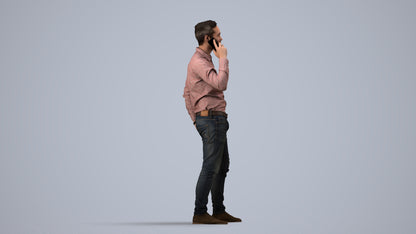 realistic 3D people man casual standing, render-ready for V-Ray and Corona, FBX OBJ, side view render