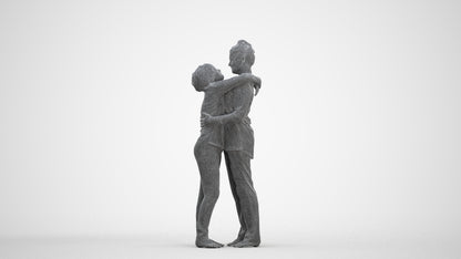 3D human model girl kids, photogrammetry scanned person for archviz, three-quarter front view render