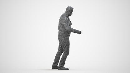 realistic 3D human man casual door, archviz people FBX OBJ for Blender, wireframe side view