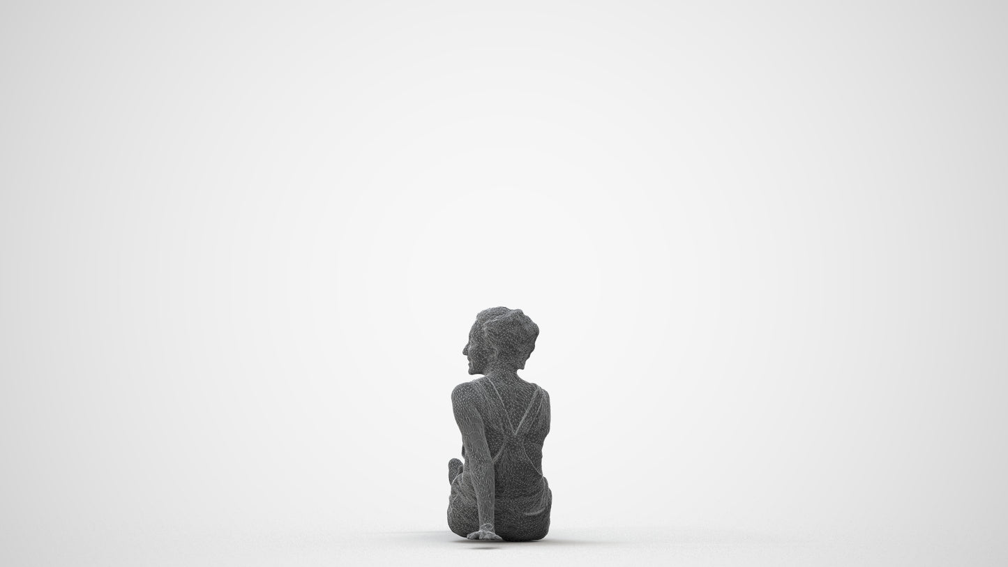 realistic 3D people woman casual sitting, render-ready for V-Ray and Corona, FBX OBJ, square thumbnail