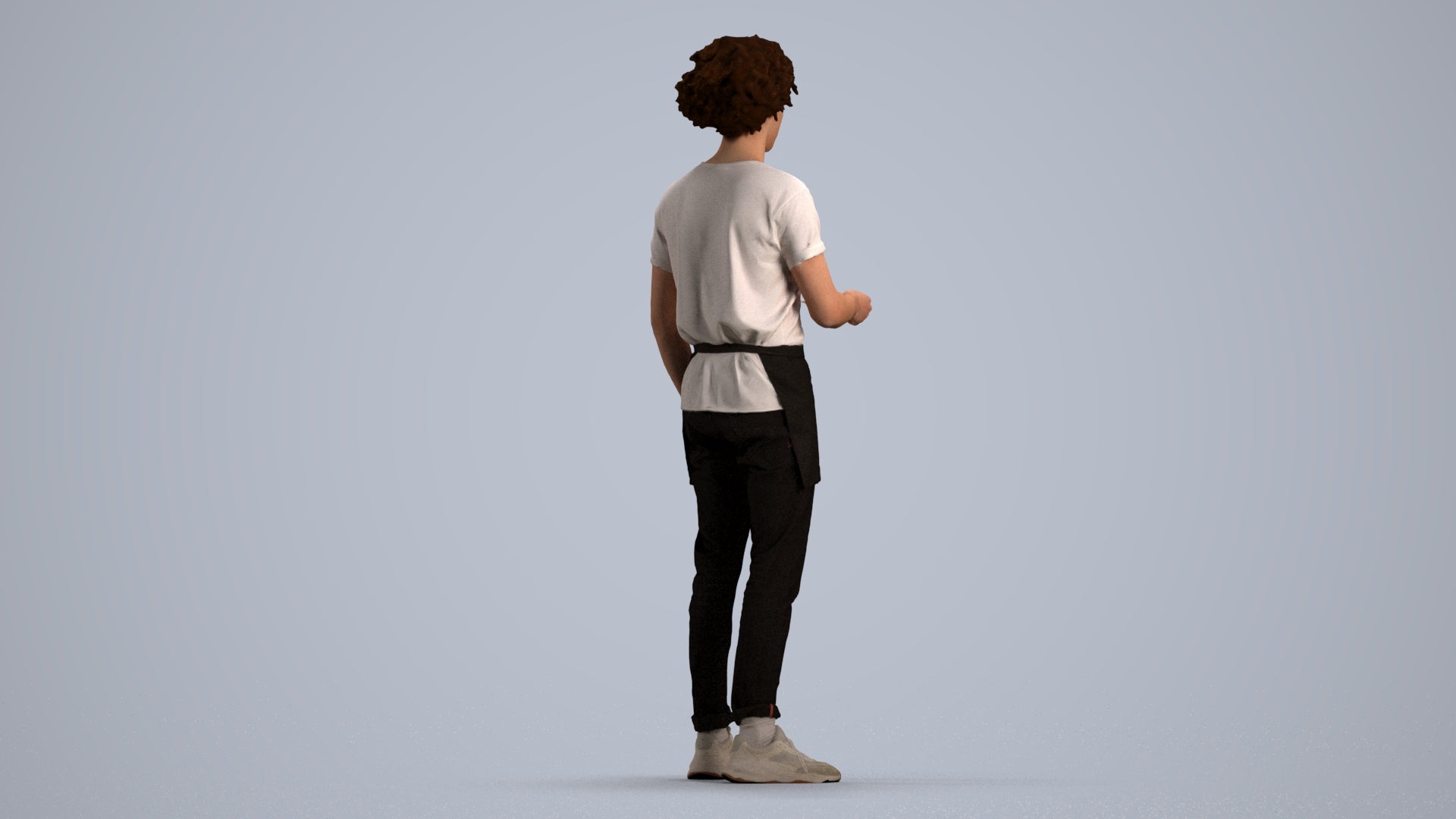 realistic 3D human man door, archviz people FBX OBJ for Blender, front view render