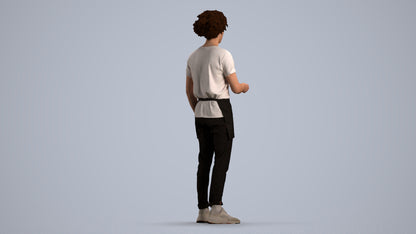 realistic 3D human man door, archviz people FBX OBJ for Blender, front view render