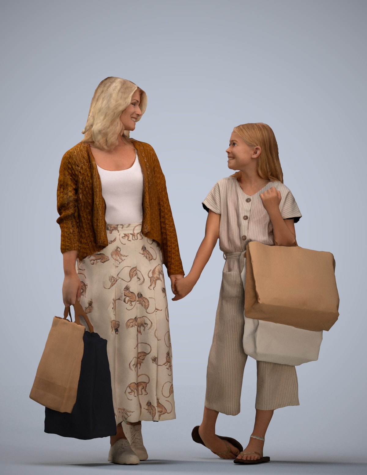 3D people model girl casual kids, scanned human for 3ds Max rendering