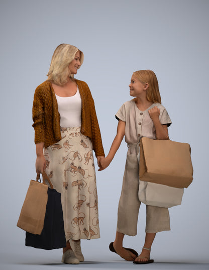 3D people model girl casual kids, scanned human for 3ds Max rendering
