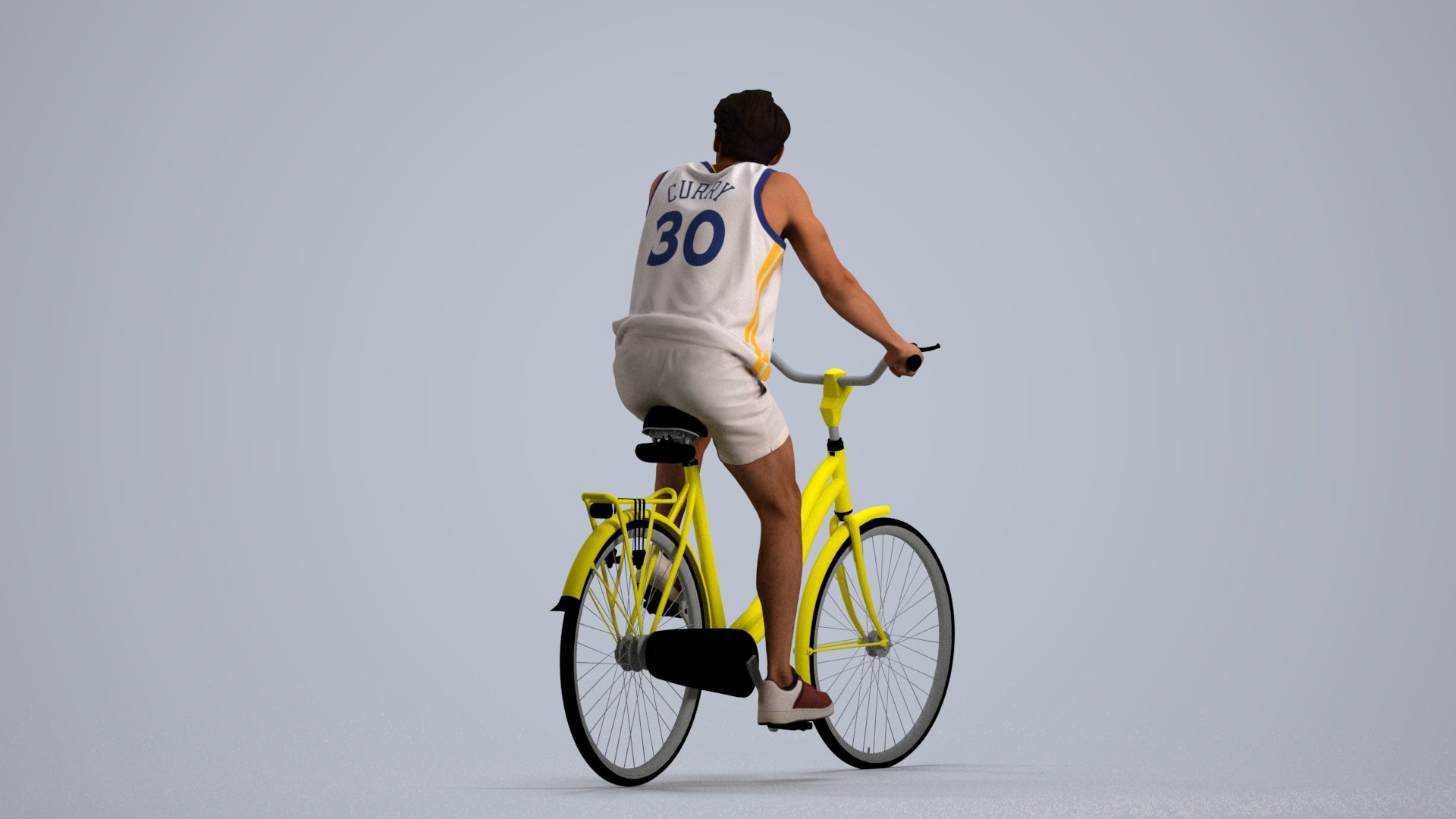 3D scanned man cycling, photorealistic archviz people for Enscape and SketchUp, front view render